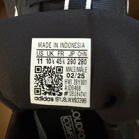 ❤️Adidas Black and White Athletic Shoes Size 11 New X _PLRPTH Running Shoes - Picture 3 of 7